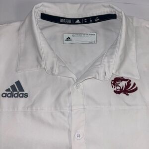Adidas Polo Shirt Mens Size 2XL White w/ maroon Tigers Logo Athletic Fanwear